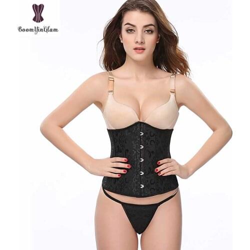 Underbust Corset Jacquard Floral Front Buckle Closure Bustier Plus Size 6XL Sexy Women Corselet Plastic Boned Waist Trimmer