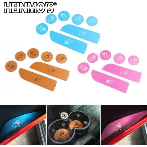 Leather Car Decoration Sticker Anti Slip Car Cup Mat Pad Coaster For Mini Cooper Clubman R55 Car Groove Mat Car Inner Stickers