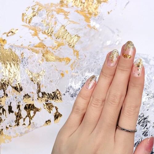Nail Art Gold Glitter Silk Foil Manicure UV Gel Polish Glitter Decoration Sliders for Nails New Year Stickers Nail Shine Paper