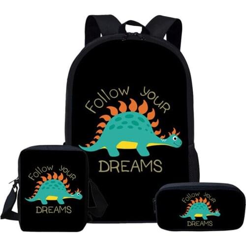 Fashion 3PC/Set Kids Backpack Cartoon Dinosaur Pattern Students School Bags For Boys Girls Cute Anime Teenagers Book-Bags Set