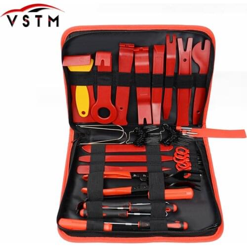 Car Trim Removal Tools Kit Auto Panel Dash Audio Radio Removal Installer Repair Pry Tools Kit Fastener Removal with Storage bag