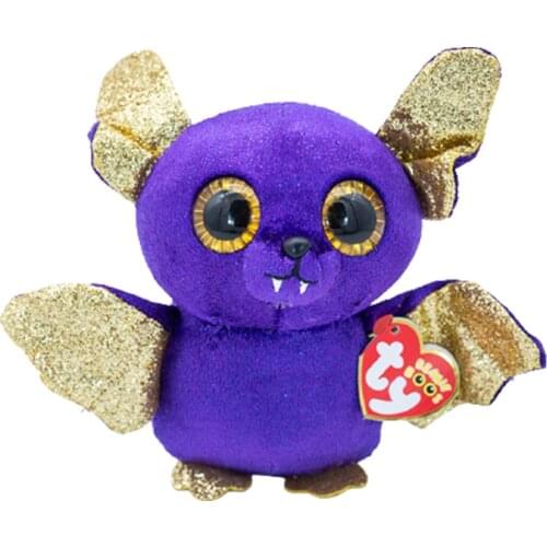 New 15CM Ty Big Eyes Beanie Plush Animal Purple Gold Ear Ghost Animal Plush Collectible Toy Children Christmas Birthday Gift