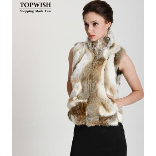 2019 New Arrival Real Rabbit Fur Vest Zipper Fur Vest Lady female winter vest fashion free shipping THP400