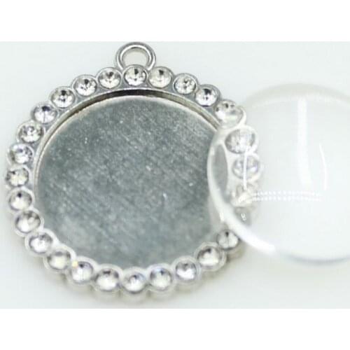 New 20pcs/lot Crystal Round Dangle Charms Custom Jewelry Accessories Round Charms Making With Clear Glass Cabochons Clear