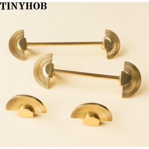 Lovely Fan-shaped Handle Kitchen Cabinet Door Knob Retro Brass Pull for Closet Dresser Gold Decor Furniture Hardware Accessories