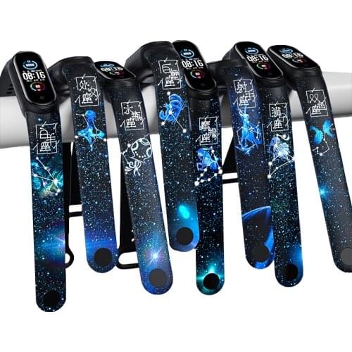 For Xiaomi Mi Band 4 3 Watchband Constellation Design Silicone Bracelet Replacement my band strap 5 6 Printing Flower Wristband