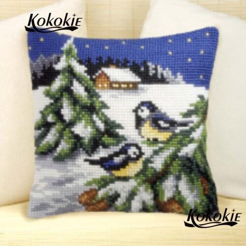 Handicraft snow embroidery and cross stitch kits needlework set throw pillow case DIY rug cushion mat Counted cotton pillowcase