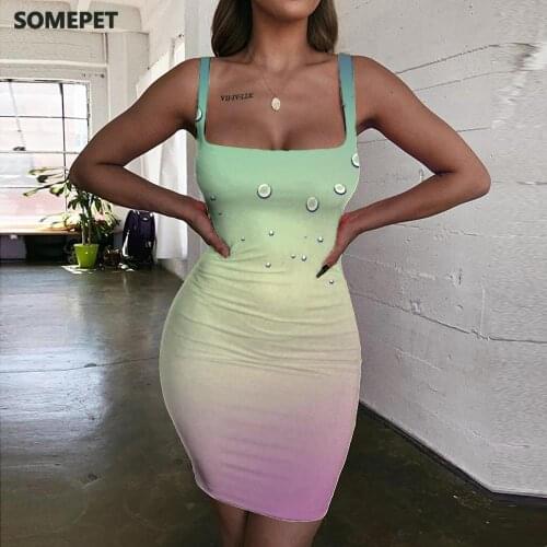 SOMEPET Raindrop Dresses Women Colorful Vestido Sexy Art Sundress Psychedelic Bodycon Dress Womens Clothing Summer New