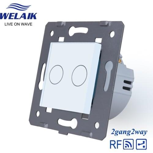 WELAIK EU Stairs-Glass Panel-Wall-Switch 433MHZ Remote-Control Touch-Switch DIY-Parts-Screen Light-Switch 2gang2way AC250V-A924W