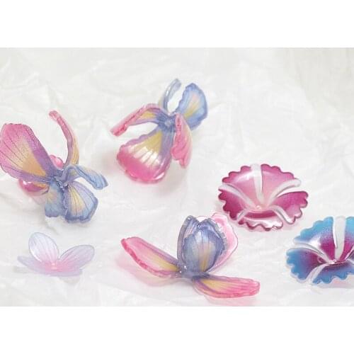 6pcs Half-flowered bracts the other shore flower Earrings for Women Girls heat shrinkable film straight piercing diy accessories