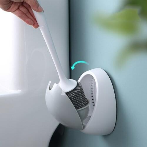 Silicone Toilet Brush Accessories Drainable Toilet Brush Wall-Mounted Cleaning Tools Home Bathroom Accessories Sets New