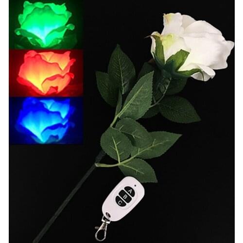 Three-Color Light Rose (Remote Control) Magic Tricks Stage Magia Color Changing Flower Magie Illusions Gimmick Props Magicians