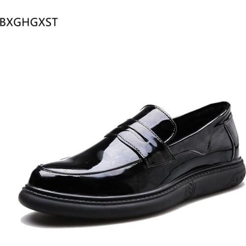 Patent Leather Shoes for Men Italian Mens Dress Shoes Penny Loafers Man Office 2021 Black Casual Business Shoes Men Chaussure