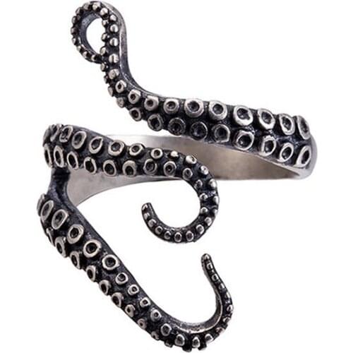 Vintage Octopus Shall Be Adjustable S925 Sterling Silver jie zhi huan Male Weijie Couples Accessories Female