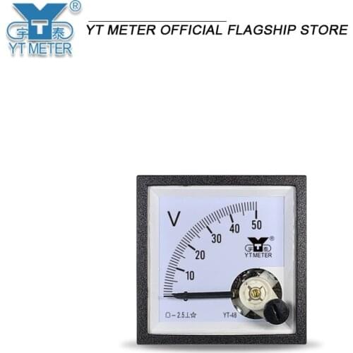 Yt48 DC voltmeter 5V 10V 15V 20V 30V 50V 75V 100V 150V 250V pointer meter 99c1 cp48 drawer cabinet 45 * 45mm size F48 mechanical