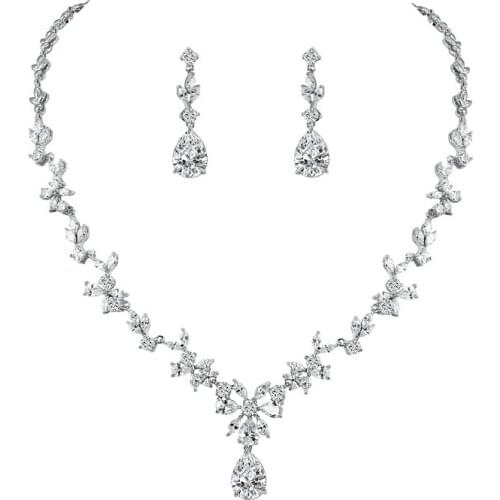 WEIMANJINGDIAN Gorgeous Teardrop and Flower Cubic Zirconia Party Wedding Jewelry Sets For Women