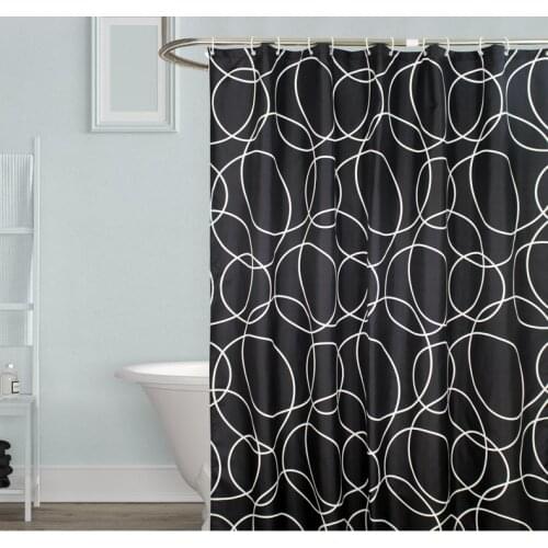 Shower Curtain Black Circle Pattern Hotel Waterproof Hanging Cloth Printing Curtains for Bathroom 3JL544 Jarlhome