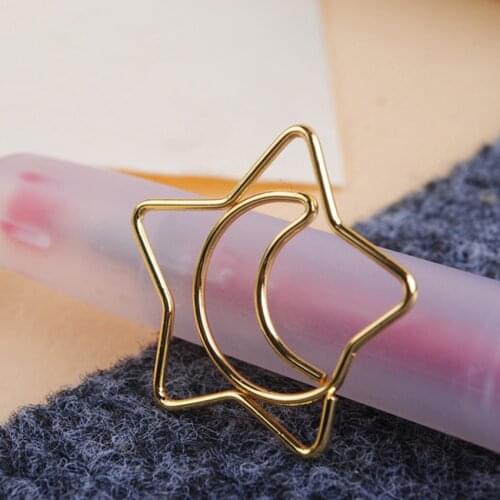 3PCS/Lot Cute Star Paper Clips Electroplating Gold/ Silver Office School Binder Clips Paper Clip for Document Organizing