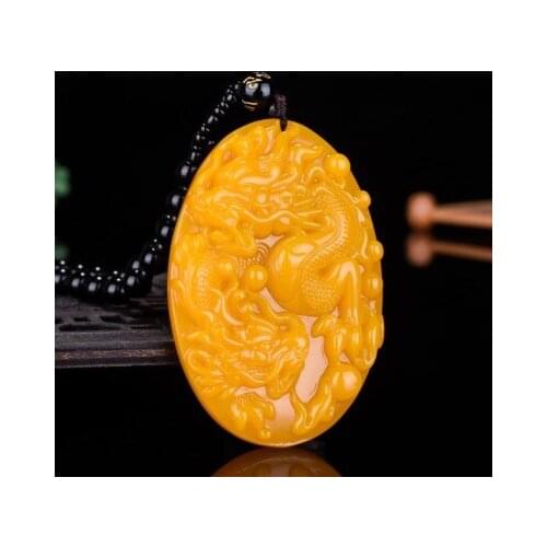 Zheru jewelry natural yellow dragon jade dragon pendant necklace exquisite jewelry best gift