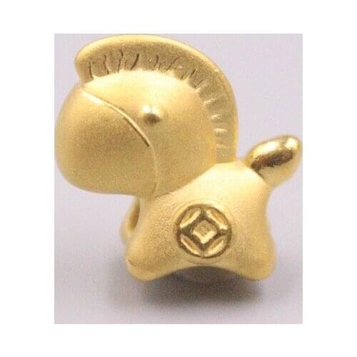 Gold Jewelry Girl Heart 3D Hard Gold Charms For Women Baby Small Horse 999 Gold Pendant Fit Chain Jewellery Lucky DIY Bead