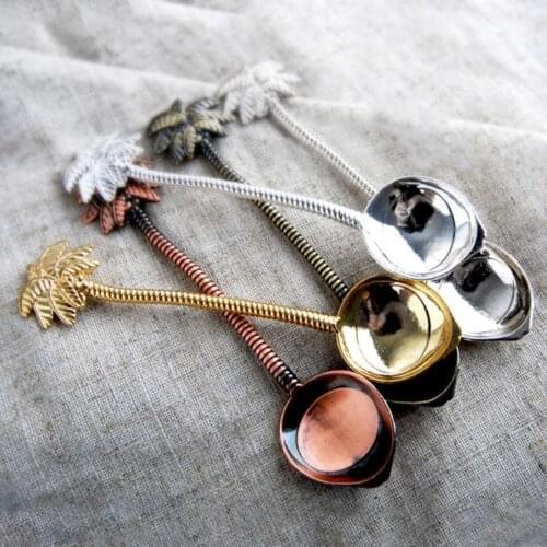 1pc Coffee Spoon Anti-rust Safe Zinc Alloy Elegant Design Long Handle Dessert Spoon for Home Kitchen Flatware Tea Accessories