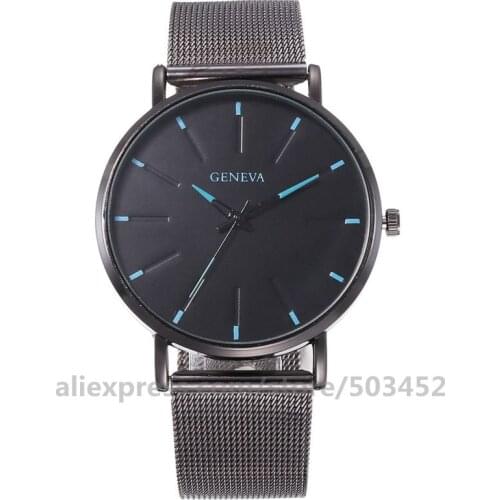 100pcs/lot Fashion Men Watch Mesh Brand Quartz Simple Watches Men Casual Business Mesh Watch Mens band Wristwatch