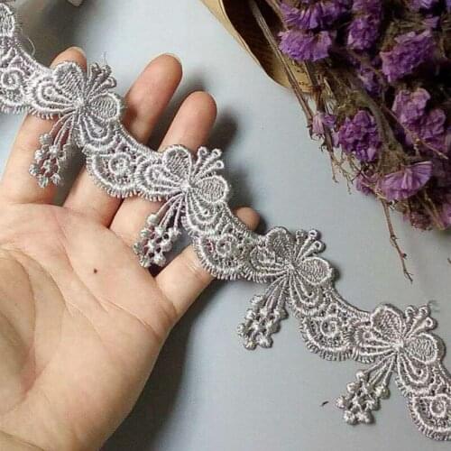 2 Yard Gray Vintage Bowknot Butterfly Lace Embroidered Lace Trim Ribbon Applique Handmade DIY Sewing Supplies Craft Decoration