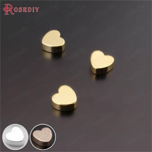20PCS 5x5x2.5MM Silver Color Plated Brass No Hole Heart Beads Diy Hair Jewelry Findings Accessories wholesale