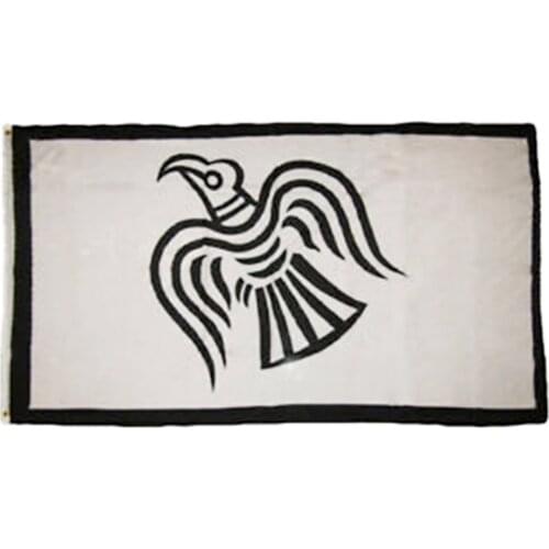 3x5FT Black and White Viking Raven Flag banner150X90CM 100D Polyester brass grommets custom flag