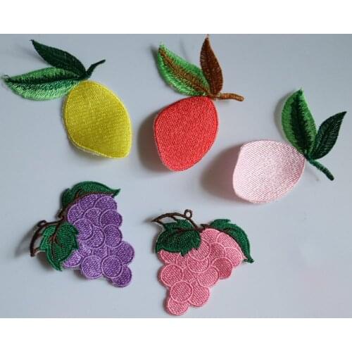5pcs/lot DIY fashion Embroideryed fruits Patches for clothing Embroidery grape patches for bags decorative parches applique