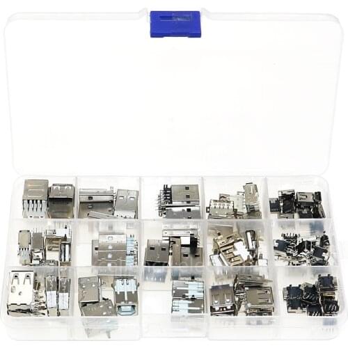 82Pcs 14 Styles USB Male USB Female Mini USB SMD Vertical Socket Connector for DIY Jack Connector Port Charging Data Plug