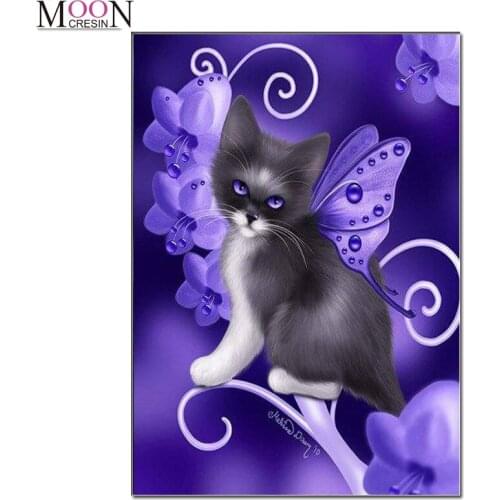 Diy Diamond Painting Grey Cat Butterfly Embroidery Cross Stitch Mosaic Full Square Round Drill Rhinestones Home Decor Needlework