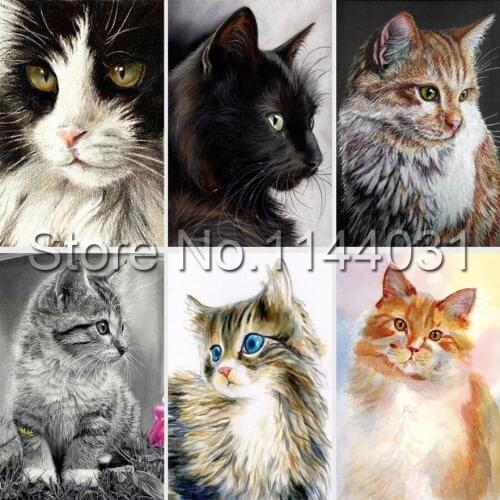 5D Diy Diamond Painting Cat Full Square Rhinestones Cross Stitch Crystal Mosaic Embroidery Home Decoration Unfinished Kits