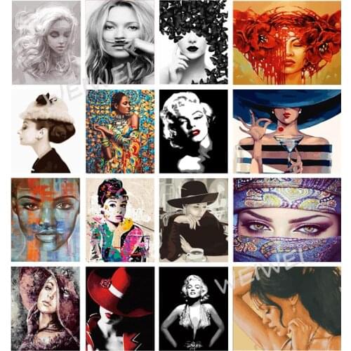 5D Diy Diamond Painting Famous Sexy Woman Portrait Cross Stitch Kit Mosaic Diamond Embroidery Full Drill Rhinestone Home Decor