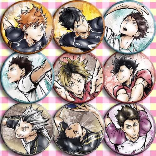 Anime Haikyuu!! Hinata Shoyo Kageyama Tobio Tsukishima Kei Bedge Bag Badge Button Medal Brooch Pin Souvenir Cosplay Props 1 Set
