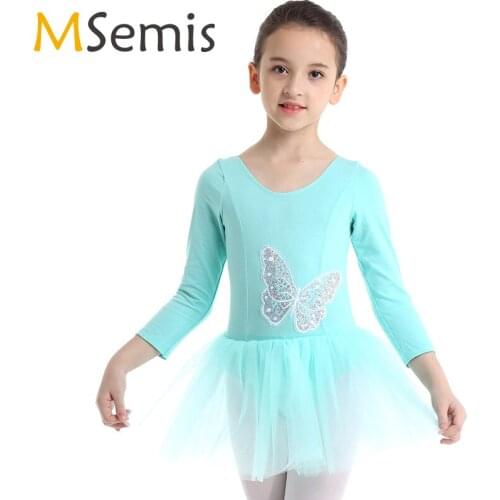 Girls Ballet Dress Gymnastics Leotard for Girls Tutu Cotton Tulle Sequined Ballet Leotard Dress for Stage Performance
