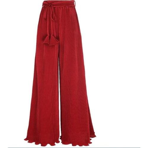 Large Size Retro Wide Leg Pants Womens Summer High Waist Streetwear Pants Summer Fashion Loose Holiday Beach Pants M- 6XL 7XL