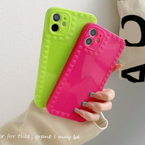 Candy Color Bear Phone Case for IPhone 11 12 Pro Max 7 8 Plus X XS XR Soft Tpu Cute Lens Protection Soft TPU Cover