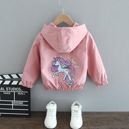 Children Girls Jacket Cartoon Unicorn Print Baby Kids Girls Coat Long Sleeve Outwear Clothing