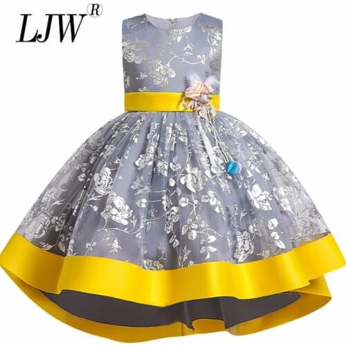 Childrens clothing 2021 summer new flower dress show dress elegant birthday party 2-8 years old print dress piano show Princess