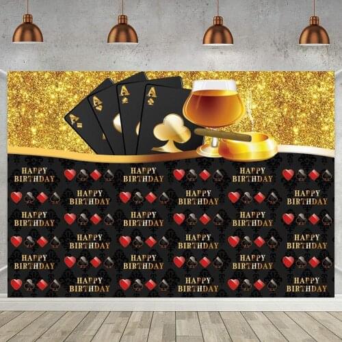 Playing Cards Photo Background Club Diamond Hearts Spade A Pattern Adult Birthday Party Backdrop Dinner Wine Table Decor Poster