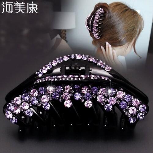 Haimeikang New Rhinestone Hairpin Women Hair Clips Female Elegant Hair Claws Crabs Combs Hairgrip Fashion Hair Accessories Tool