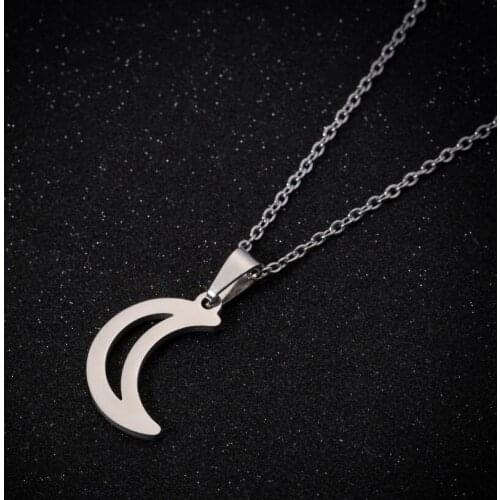 Hfarich Classical Hollow Moon Chain Necklaces for Valentines Dainty Stainless Steel Crescent Month Pendant Women Daily Wear