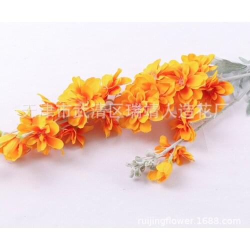 10 Pcs New autumn Color 2 Fork Flocking Delphinium Grass, Fake flower Wall Wedding Flower Arrangement Home Silk Flower Hyacinth