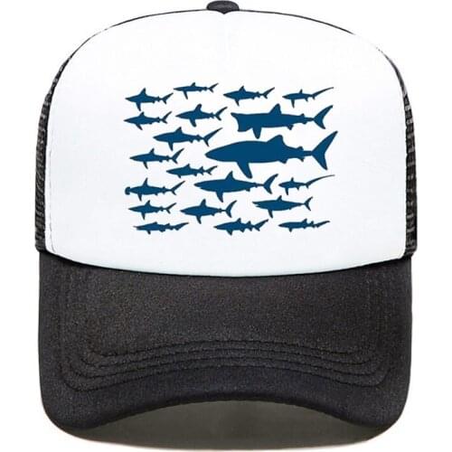 Ocean Shark Floral Sea Fish Youth Adjustable Mesh Hats Baseball Trucker Cap for Boys Girls Men Women Mesh Cap Snapback Wholesale