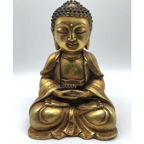 Collect China Fine Workmanship Brass Sculpture Buddha Metal Crafts Home Decoration#20