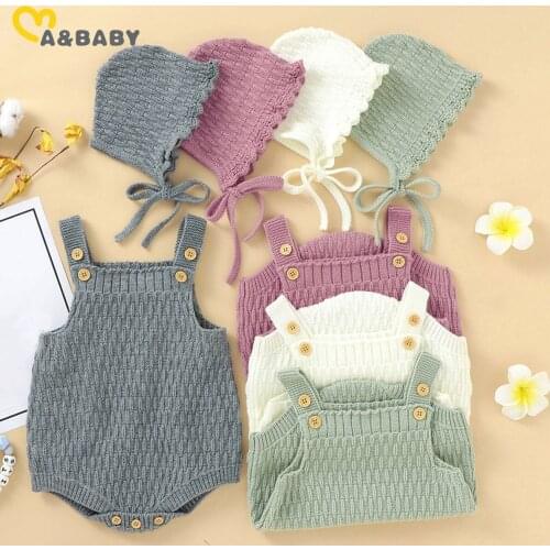 Ma&Baby 3-24M Spring Autumn Newborn Infant Baby Girl Knitted Overalls Solid Color Romper Sleeveless Jumpsuit Soft Costumes