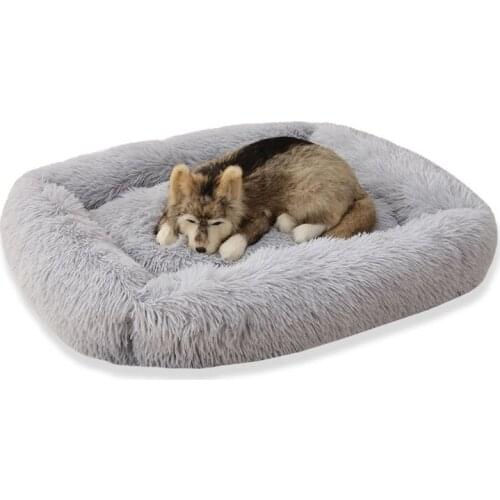 Dog Cat Mat Bed Anti Slip Cushion Botton Warm Winter Puppy Rectangle Shape Long Plush Pet Mat Supplies For Small Large Dog