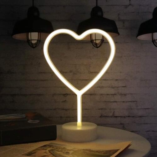 Creative LED Neon Light Sign Heart Table lamp Wedding Party Decoration Neon Lamp Valentines Day Home Decor Night Lamp Gift