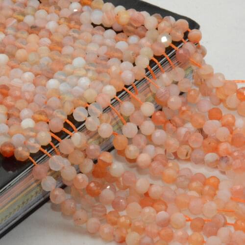 Natural Orange Botswana Agate Faceted Round Beads 4mm